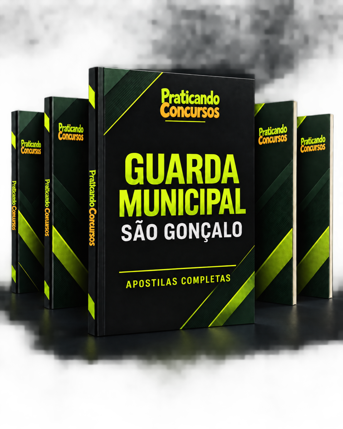 Representação ilustrativa da coleção de apostilas Praticando Concursos para a Guarda Municipal de São Gonçalo
